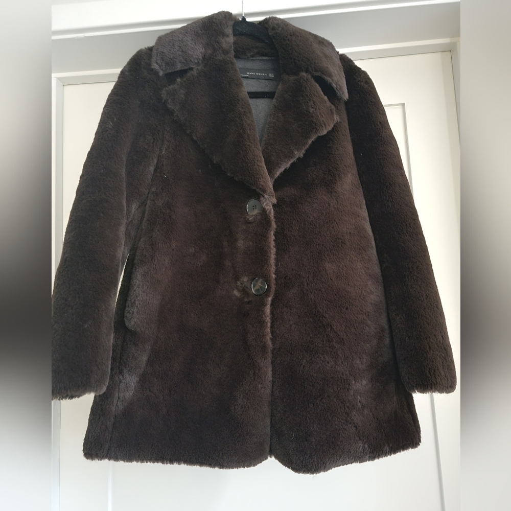 Zara Chocolate Teddy Jacket Size Small